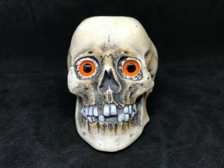 Ernst Bohne & Sohne Germany - Porcelain Figurine Of A Skull Match Holder & Striker
