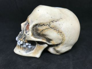 Ernst Bohne & Sohne Germany - Porcelain Figurine Of A Skull Match Holder & Striker 4