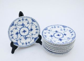 12 Plates 575 - Blue Fluted - Royal Copenhagen - Half Lace - 1st Quality