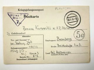 1945 German Pow Camp Post Card Prisoner Of War Camp Germany 626c