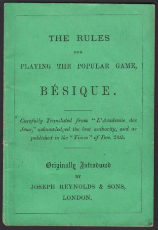 Antique 1870 Reynolds Besique Game Playing Cards Rules Book Bezique Booklet 2