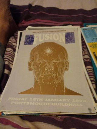 ? Fusion Rave Flyer 15/1/93 A5 Portsmouth Guildhall Druid Ellis Dee Slipmat