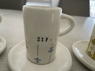 Rae Dunn Vintage Boutique Espresso Sip Cups Mugs Set Of 4 3