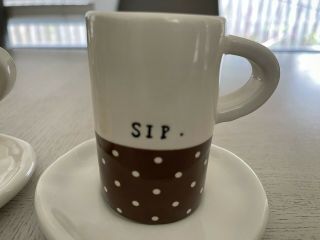 Rae Dunn Vintage Boutique Espresso Sip Cups Mugs Set Of 4 5