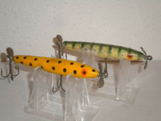 Vintage Wooden Bomber Spin Stick Topwater Fishing Lures - 3.  5 "