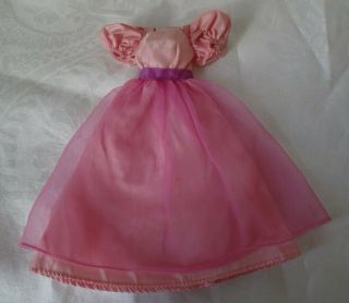 Vêtement Poupée Vintage Barbie Mattel Robe De Bal Satin Mousseline Rose