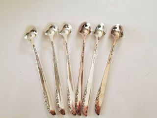 Vtg Oneida Brittany Rose Flatware 6 Iced Tea Spoons Wm A Rogers Silverplate 2