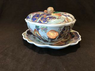 Mottahedeh Lowestoft Tobacco Leaf Soup Tureen and Underplate Chinese Export 3