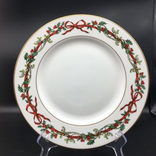 Royal Worcester Holly Ribbons Dinner Plates 10 - 3/4” England 1987 Set Of 5 Plates