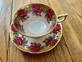 Vintage Paragon Double Warrant Cabbage Roses Heavy Gold Cup & Saucer A1437/5