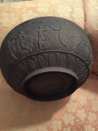 Rare Wedgwood Black Basalt Jasperware “dancing Hours” 10 " Centerpiece Bowl