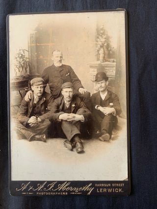 Antique Cabinet Card Portrait Photo Of Four Men By Abernethy,  Lerwick,  Shetland