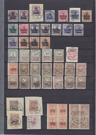 Romania German Occupation,  Wwi 1917 - 1918,  50 Stamps,  Varieties,  Cancels