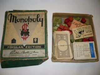 Antique Monopoly Game No Board By Parker Brothers - Well Loved Pat Dec 31,  1935