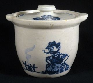 Scarce Vintage Dorchester Pottery Hobo Tramp Covered Crock Jar Robert Trotter
