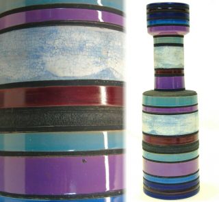 Vintage Mcm Raymor Bittossi Aldo Londi Cambogia Italian Art Pottery Stripe Vase
