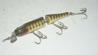 Vintage Sporting Goods Pikie Minnow Wood Fish Lure With Glass Eyes