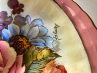 PINK AYNSLEY CABBAGE ROSE CUP AND SAUCER SIGNED J.  A.  BAILEY 6