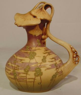 Rsk Turn Teplitz Amphora Austria Art Nouveau Porcelain Ewer Aquatic Leaves Water