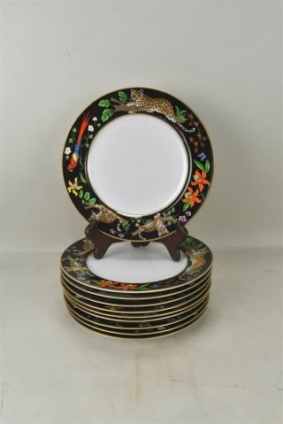 Lynn Chase Designs Jaguar Jungle Dinner Plates Parrots Frogs Flowers Set Of 10