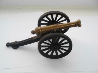 5 Inch Antique Old Vintage Brass Or Bronze & Cast Iron Desk Table Cannon