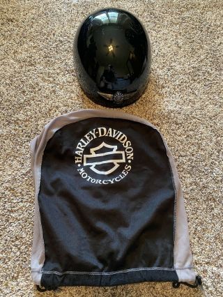 Vintage Style Harley Davidson Fatboy Rally Rider Half Helmet Dot Small,  Bag