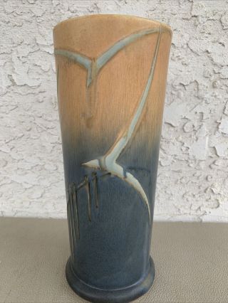 Roseville Art Pottery Futura Siegel Bird Vase Vibrant Blue/gray Art - Deco
