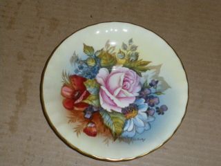 Aynsley Signed J.  A.  Bailey Cabbage Rose Teacup & Saucer Creamy Yellow 3