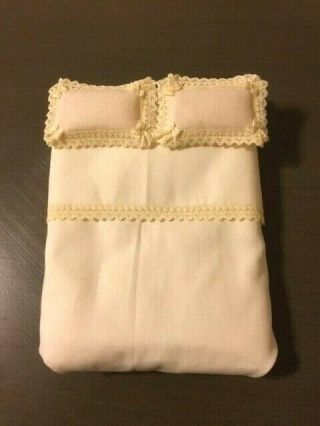Dollhouse Miniature 1:12 Scale Gorgeous Bed Mattress Sheet,  Pillows LACE BEDDING 2