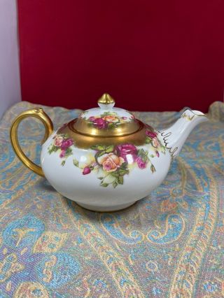 Vintage Royal Chelsea Golden Rose Teapot Heavy Gold