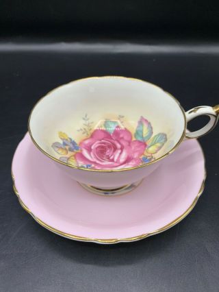 Vintage Paragon China Cup & Saucer Pale Pink/gold Rose -