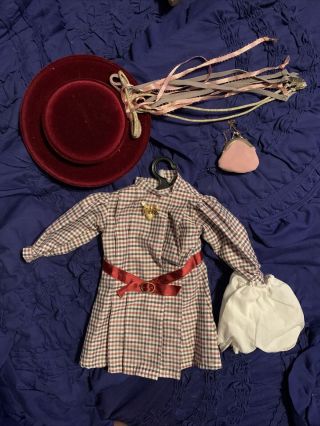 American Girl Doll Samantha Meet Dress,  Bloomers,  Pink Purse,  And Hat