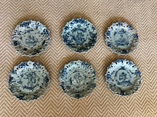 Set Of 6 Italian Cantagalli Faience Porcelain Plates With Putti Scenes