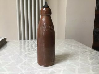 Antique R White Ginger Beer Stoneware Denby Bottle With Top Lovely Item