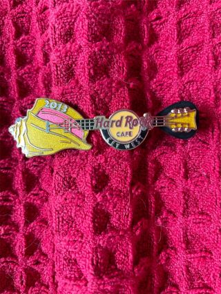 Hard Rock Cafe Pin 2013 Key West Yellow Conch Shell Guitar