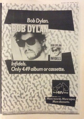 Bob Dylan - Vintage Press Poster Advert - Infidels - 1983