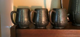 Clewell Copper Clad Pitcher and Six Mugs Set Arts and Crafts 2