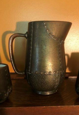 Clewell Copper Clad Pitcher and Six Mugs Set Arts and Crafts 4