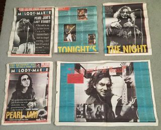 Eddie Vedder/ Pearl Jam 1994 April & May Melody Maker Front Covers & Articles Gc