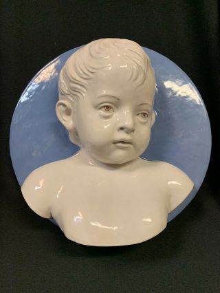 Vintage Cantagalli/della Robbia/terracotta/young Boy Bust Plaque/marked/italy/lg
