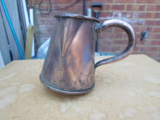 Antique 1800s Arts And Crafts Copper Side Handled Jug With Rounded Base
