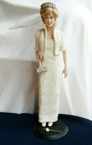 Lady Diana Princess Of Wales 17 " Porcelain Doll Franklin & Certificate
