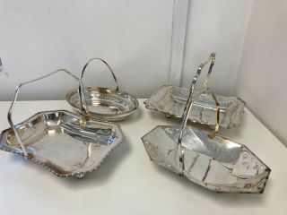Ornate Vintage Silver Plated Epns A1 Serving Dishes Trays Handles X4 10 - 11 " E41