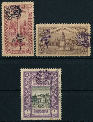 Syria 1917/18,  3 Ottoman Stamps Ovrpted  Arab Government ,  Signed.  K202