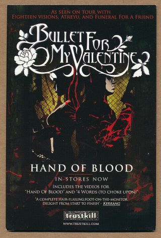 Bullet For My Valentine Hand Of Blood Rare Promo Collectible Card 