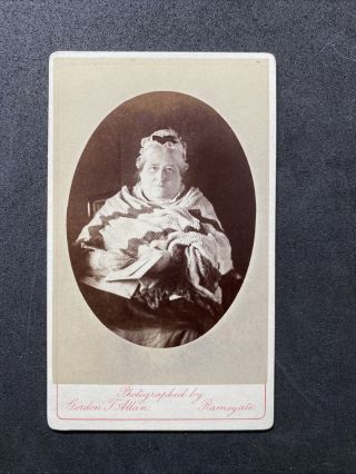 Victorian Carte De Visite Cdv: Lady Crochet Shawl Hold Pen? Allan Ramsgate 2/2