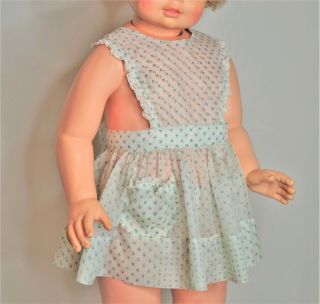 Vintage Girls Pinafore Sundress With Blue Rosebuds Size 2 - Also Fits 30 " Dolls