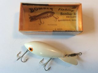 Vintage Wood Bomber Lure,  401 White,  In Correct Box