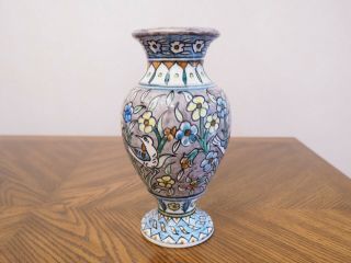 Vintage Armenian Pottery Iznik Art Jerusalem Ceramic Vase 9 1/4 " Signed