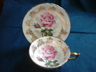 Paragon Vintage Cabbage Rose Teacup And Saucer Gold Decorations Htf Elegant